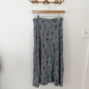 Vintage Jadyn T. Gingham grunge floral midi skirt M